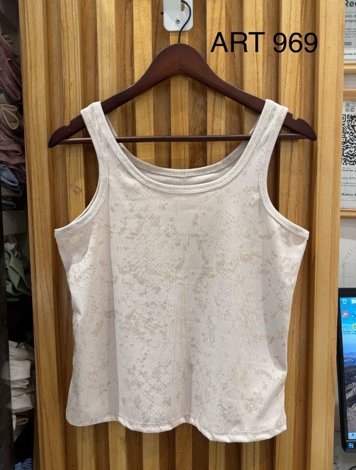 Musculosa Cavado Micro Rib con Foil - Imagen 2