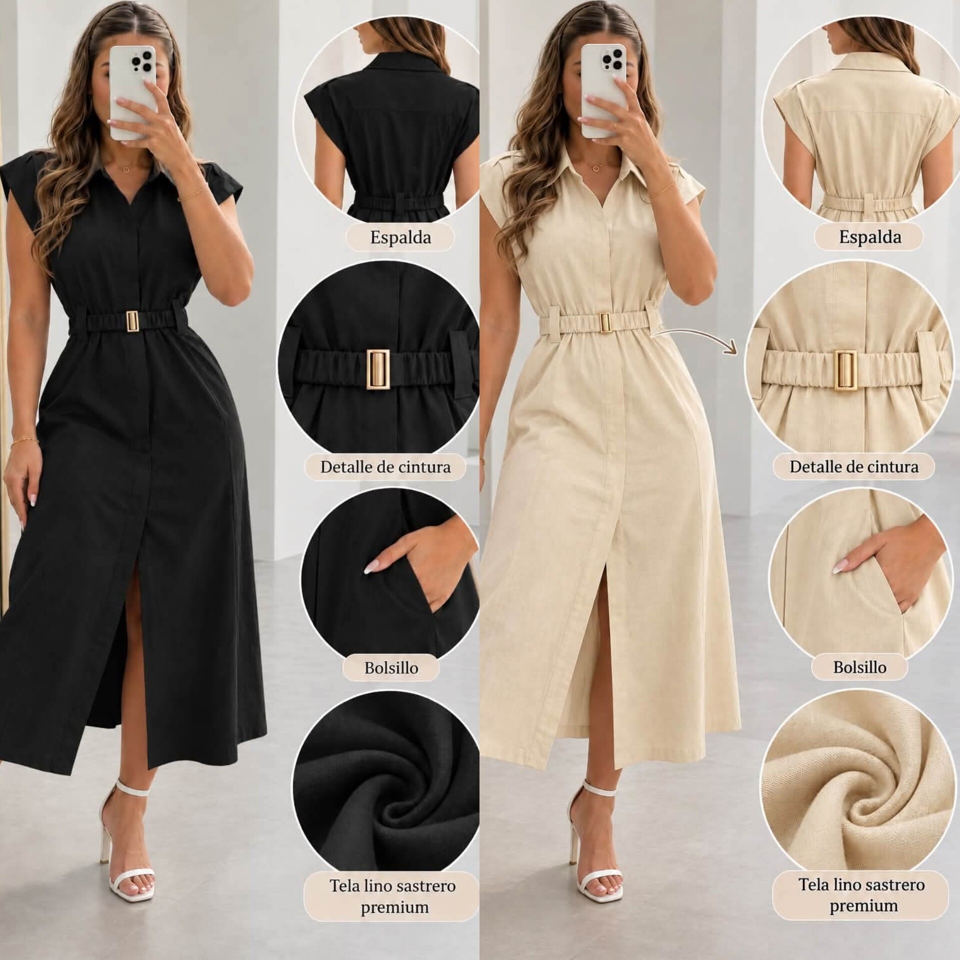 Maxi Vestido Importado de Lino Sastrero - Imagen 2