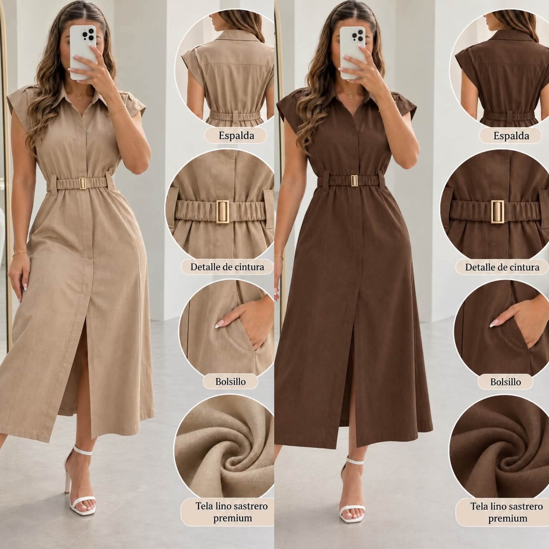 Maxi Vestido Importado de Lino Sastrero - Imagen 3