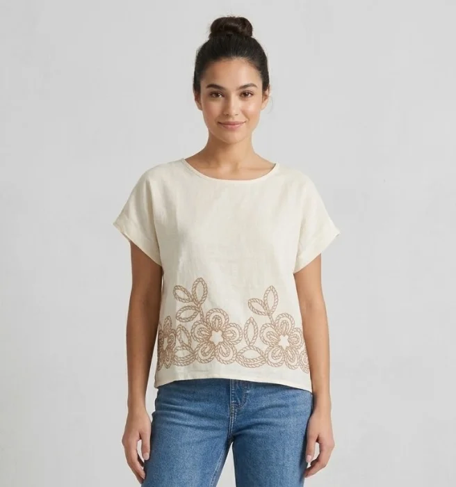 Remera Lino Bordada