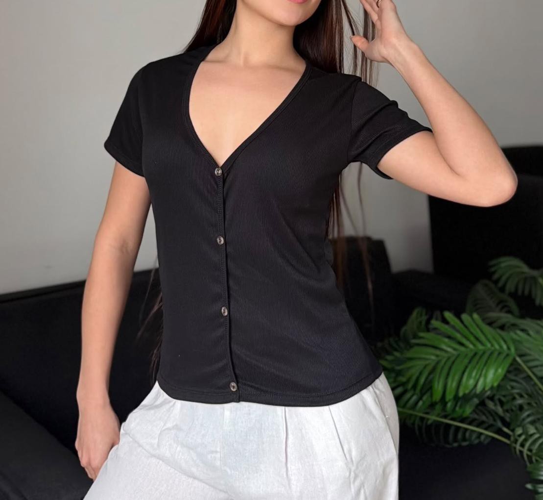 Remera Morley Botones Mujer Verano Dama Camisa Camiseta Remeron Top Manga Corta - Imagen 2