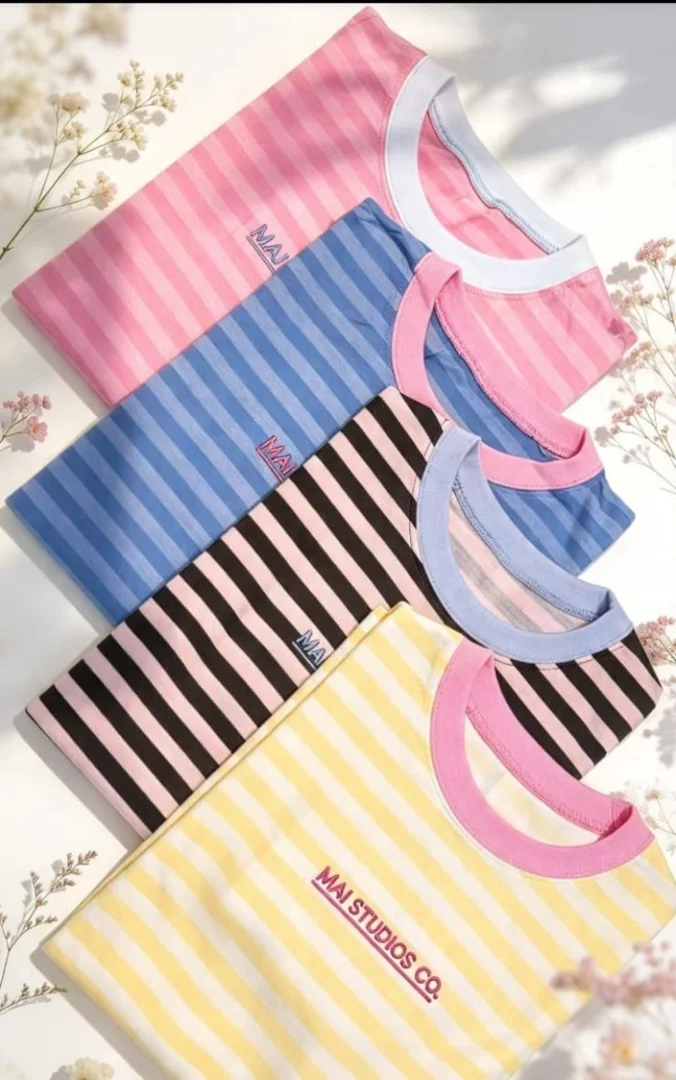 Remeras Rayas Bordadas Dama - Imagen 1