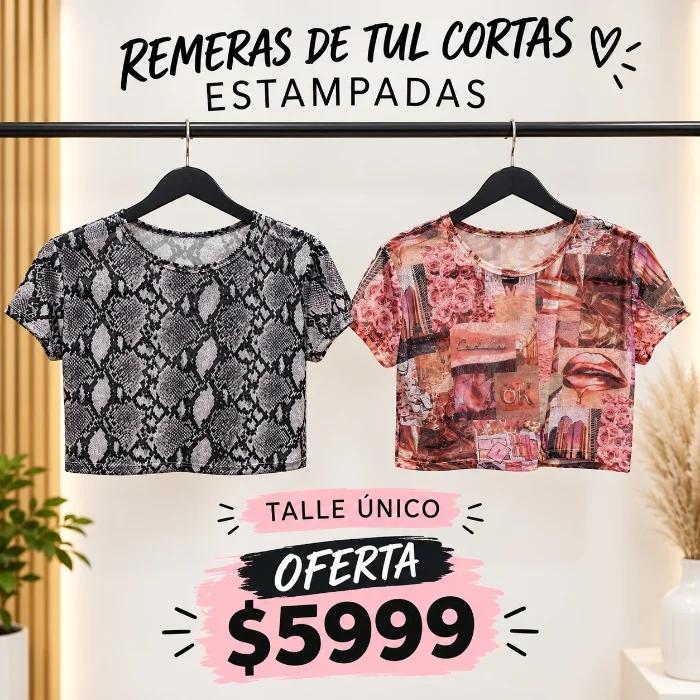 Remeras Crop de Tul