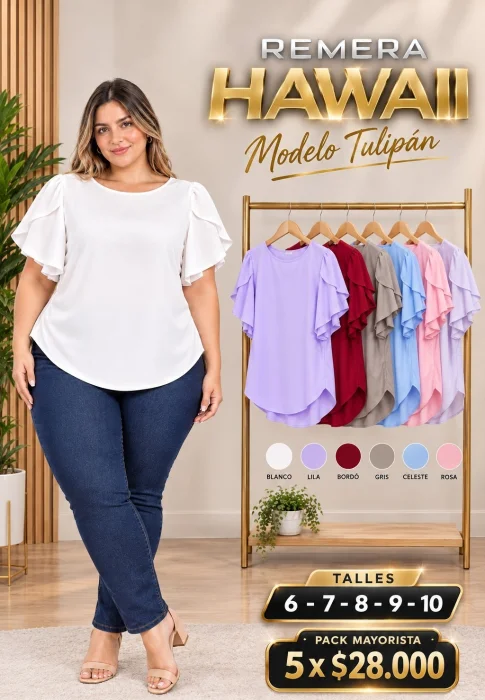 Remera Hawaii Modelo Tulipanes