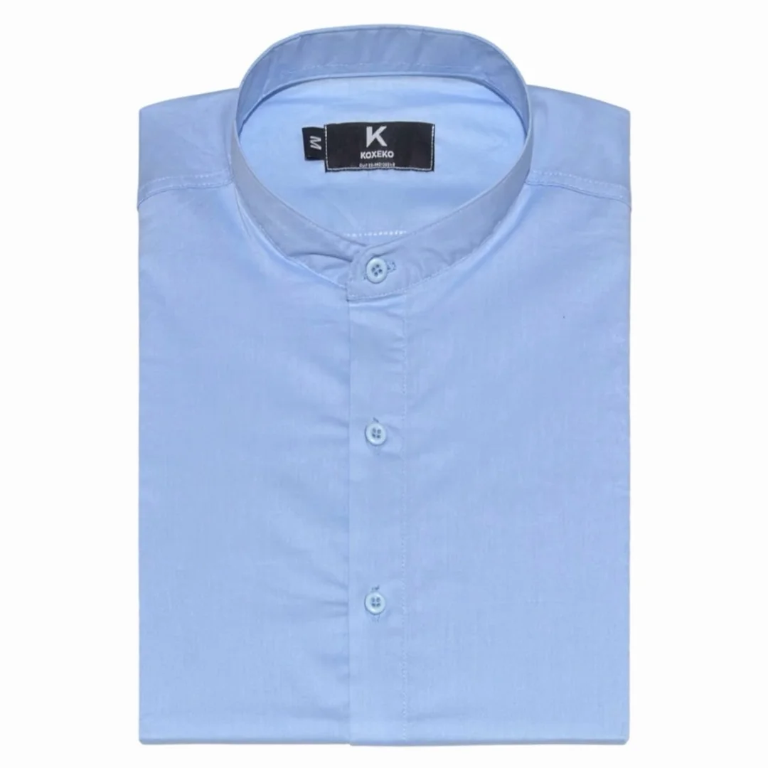 Camisa Liso Elastizado Slim Fit Cuello Mao - Imagen 3