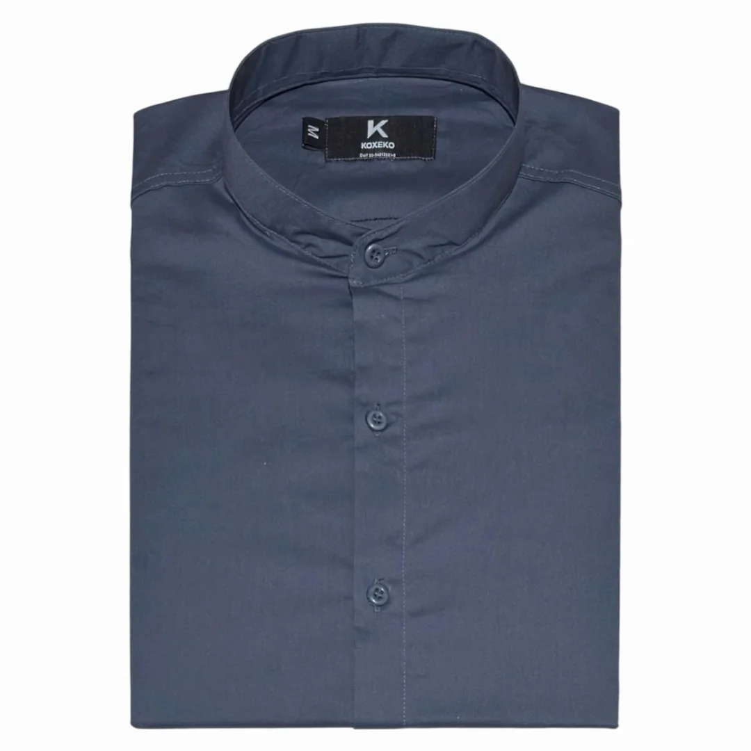 Camisa Liso Elastizado Slim Fit Cuello Mao - Imagen 4