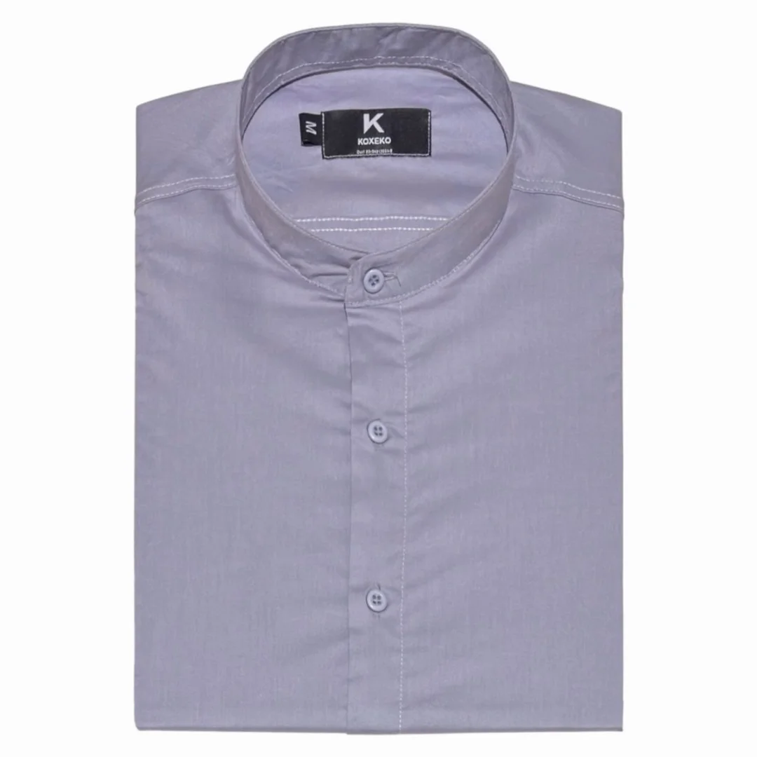 Camisa Liso Elastizado Slim Fit Cuello Mao - Imagen 5