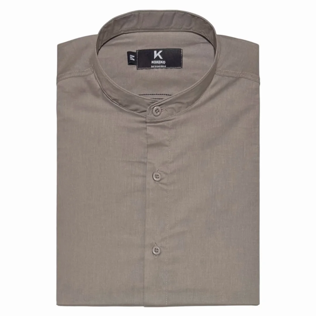 Camisa Liso Elastizado Slim Fit Cuello Mao - Imagen 6