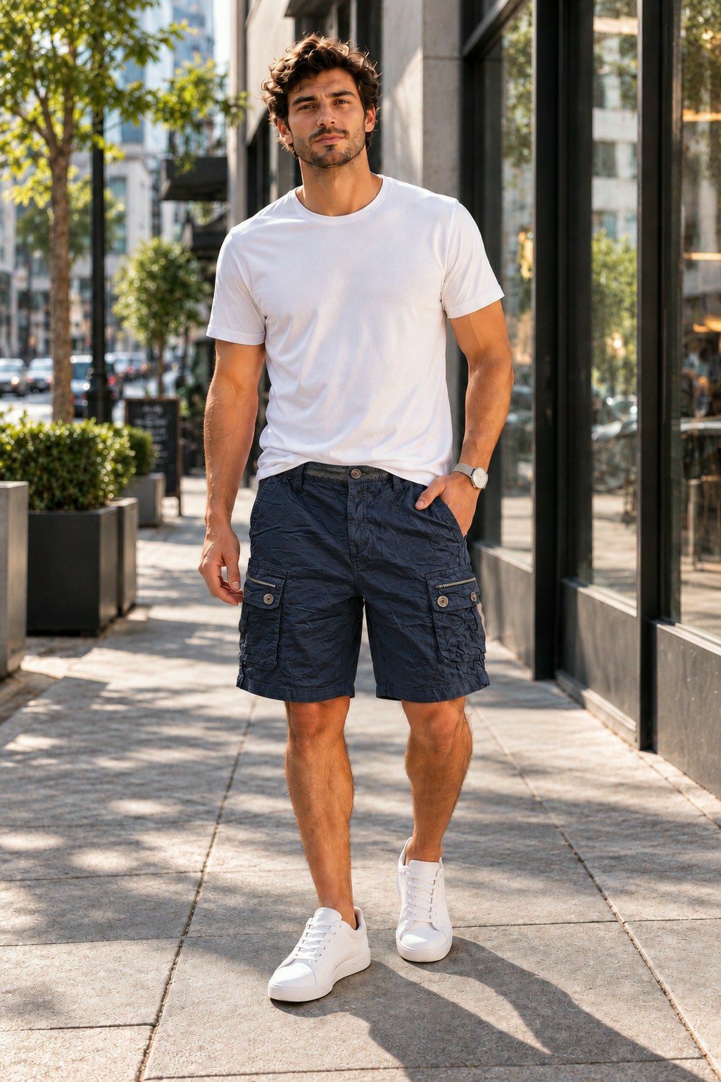 Bermudas de Hombre en Gabardina con Cierre - Imagen 3