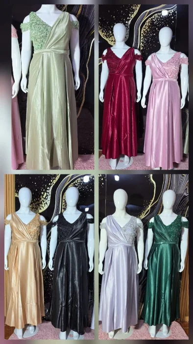 Vestido Bordado Mitad Saten Gg