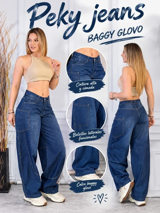 Jeans Baggy Glovo con Recorte