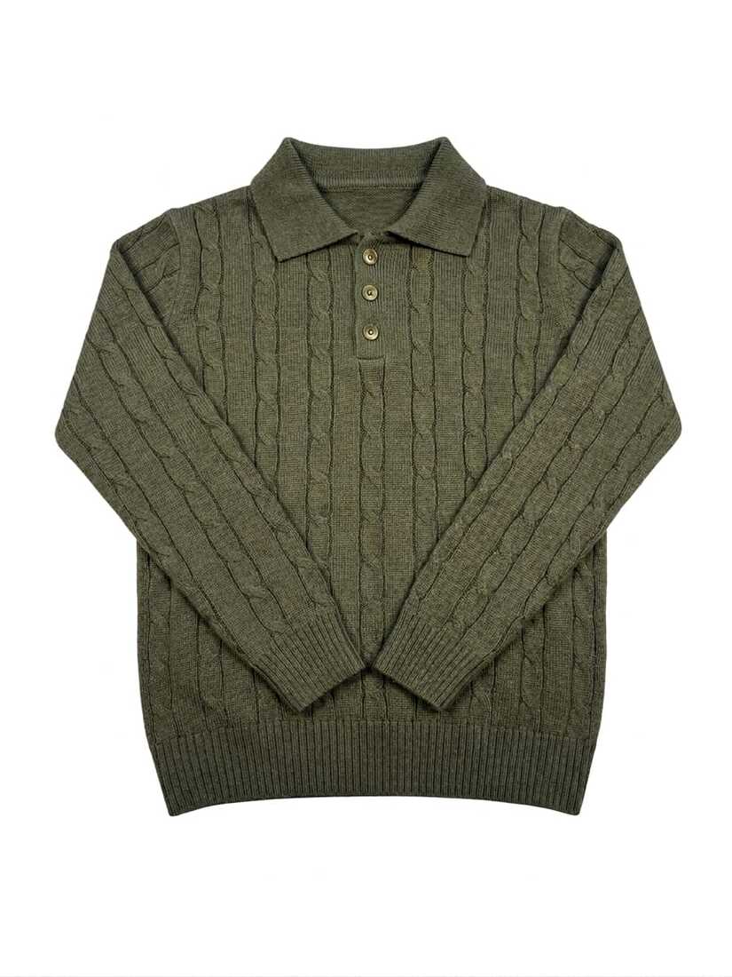 Suéter de Punto Trenzado Tipo Polo - 8355.jpg
