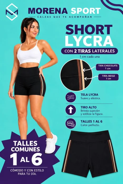 Short Lycra con 2 Tiras Laterales.