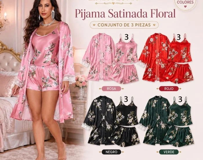 Pijama 3 Piezas Saten
