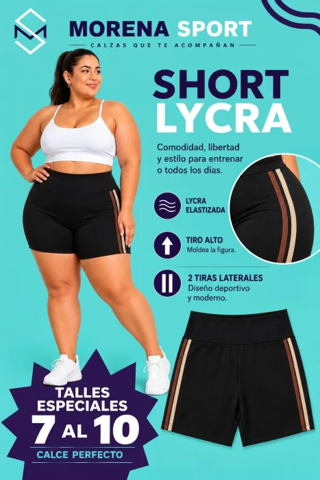Short Lycra con 2 Tiras Laterales.