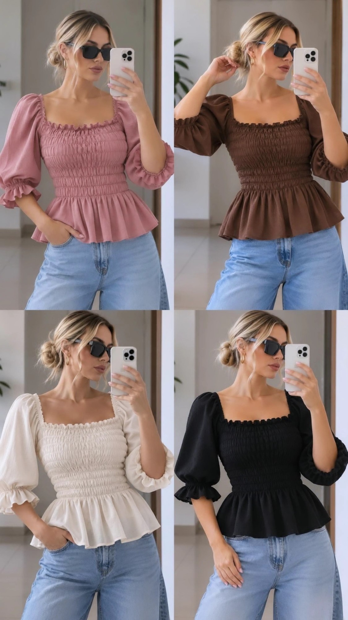 Blusa Frunce Manga 3/4 - Imagen 2