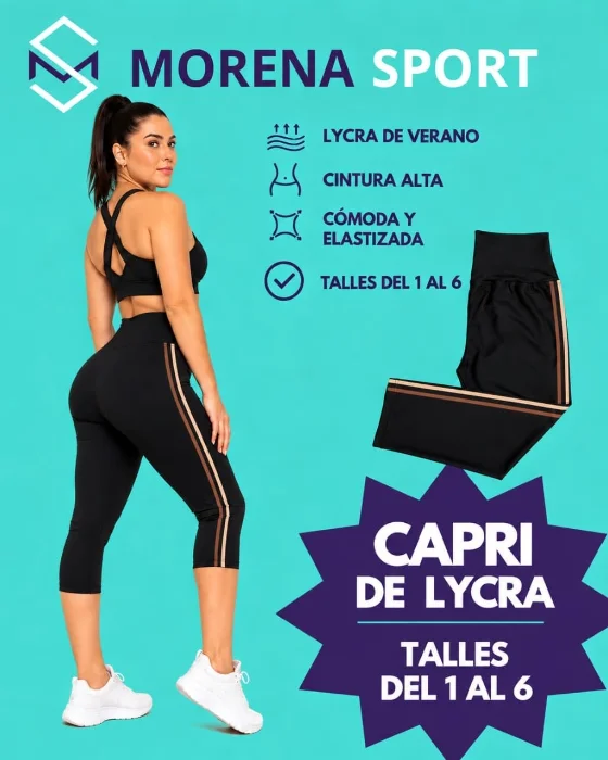 Capri de Lycra  Talles Comunes