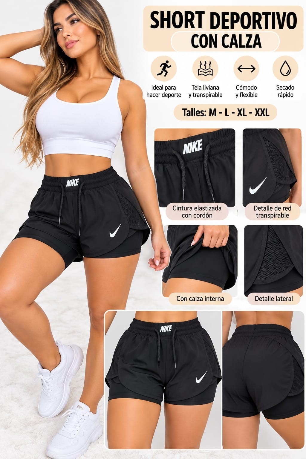 Short con Calza  Deportivo Importado - Imagen 2
