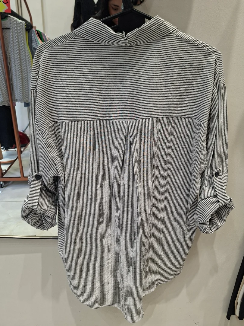 Camisa Rayada Oversize 03 Importada Manga Larga - Imagen 2