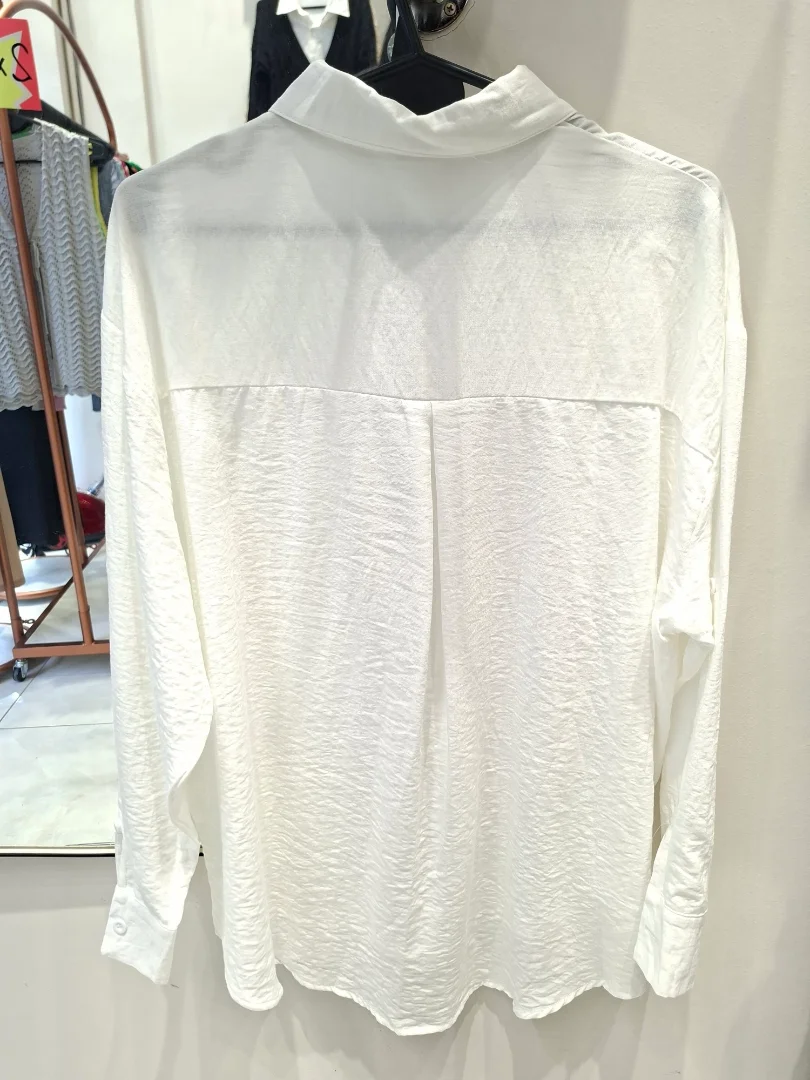 Camisa Blanca Algodón Oversize 04 Importada Manga Larga - Imagen 2