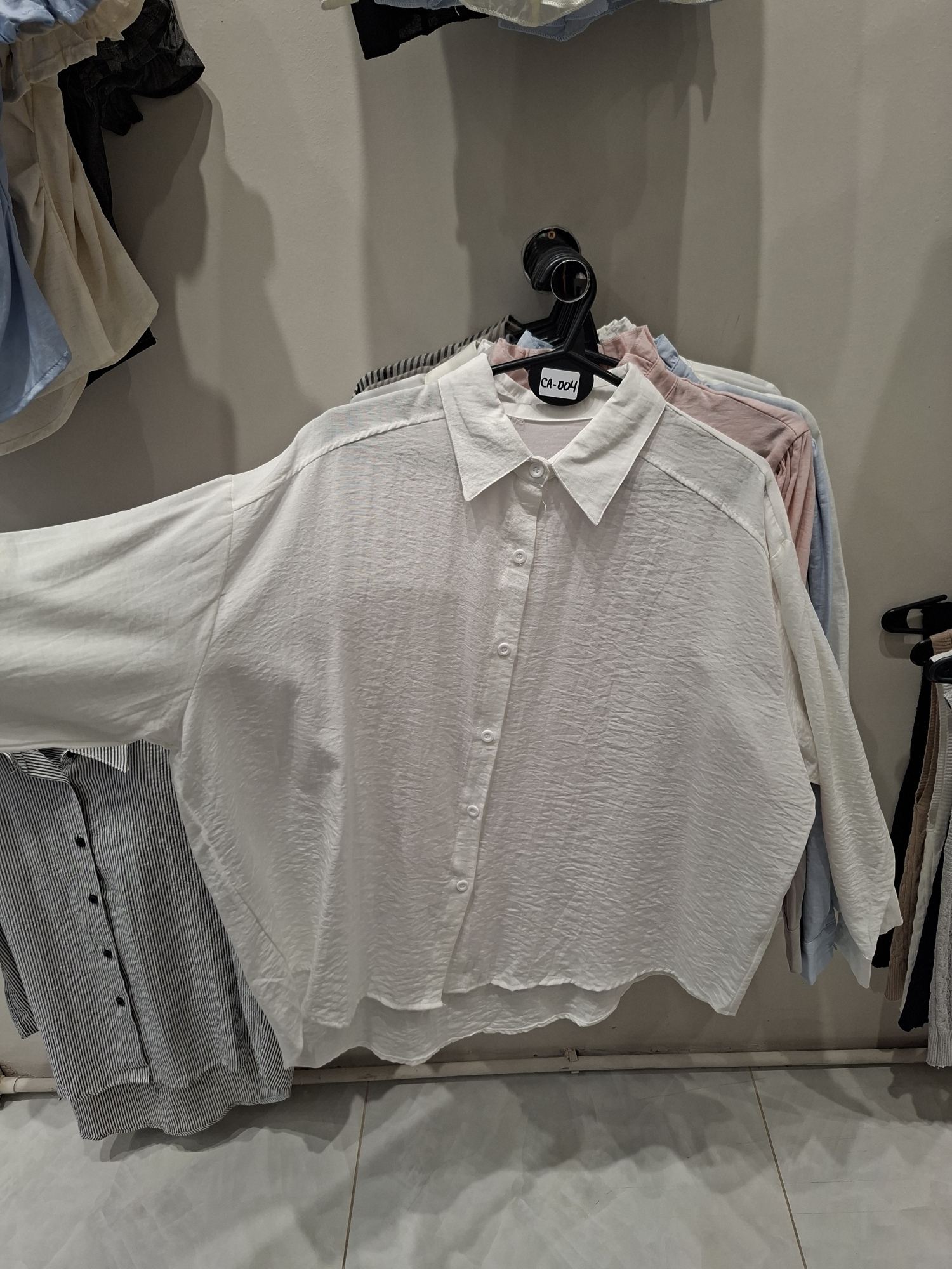 Camisa Blanca Algodón Oversize 04 Importada Manga Larga - Imagen 3