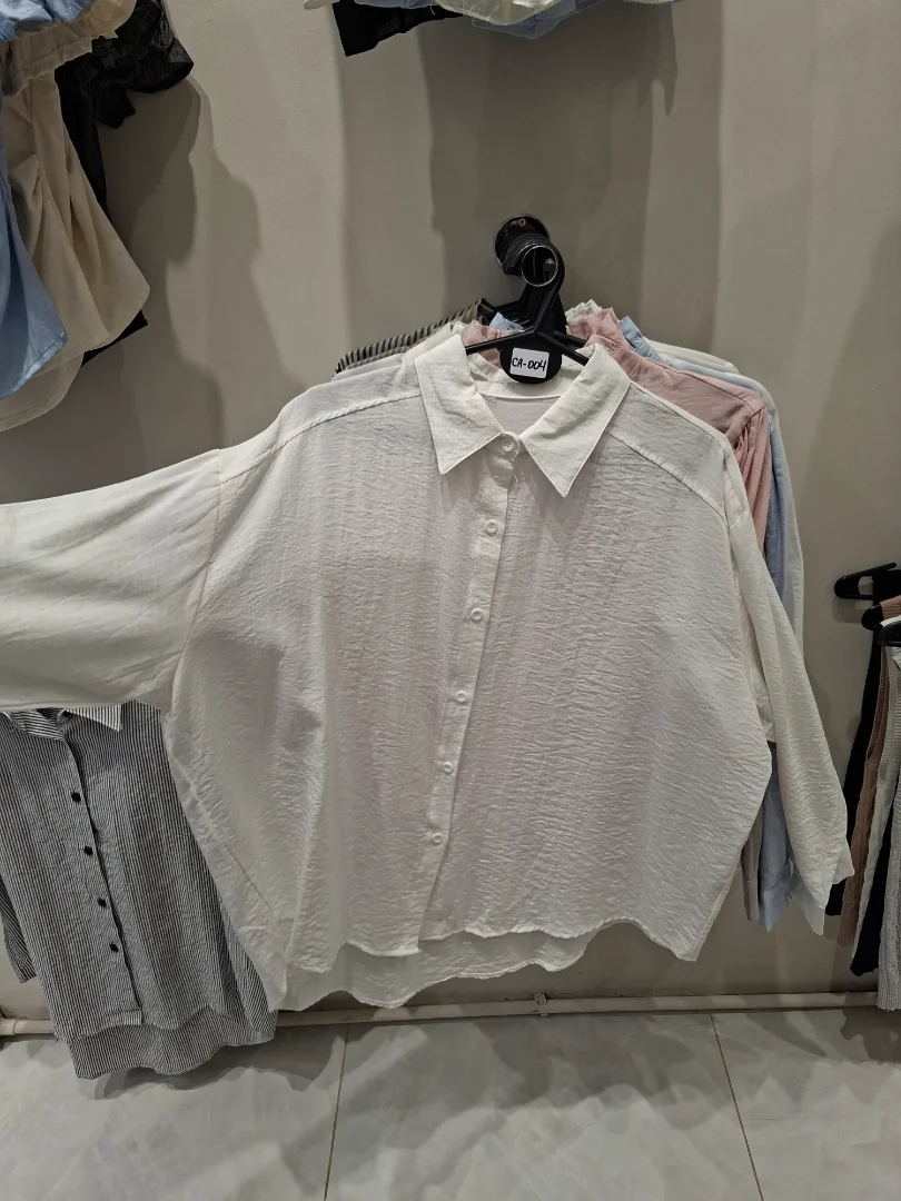 Camisa Blanca Algodón Oversize 04 Importada Manga Larga - Imagen 3