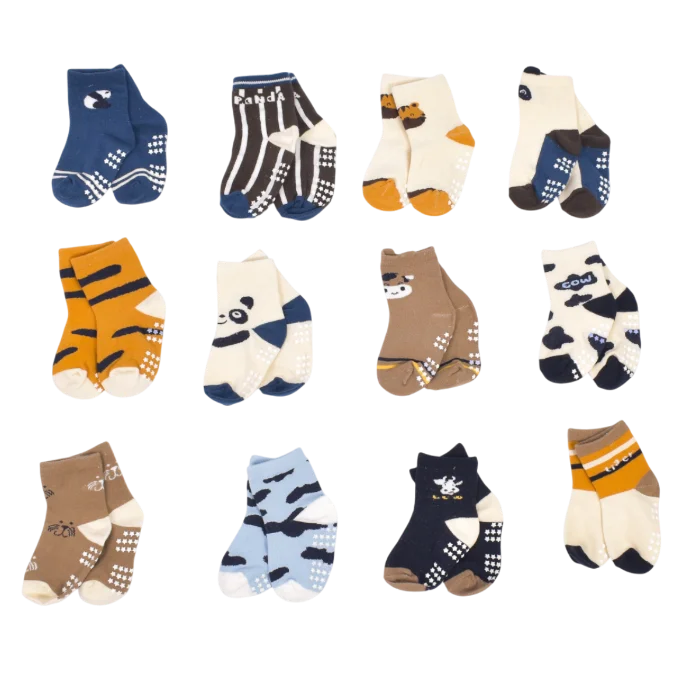 Set X3 Medias para Bebés Antideslizantes - Algodón Estampado