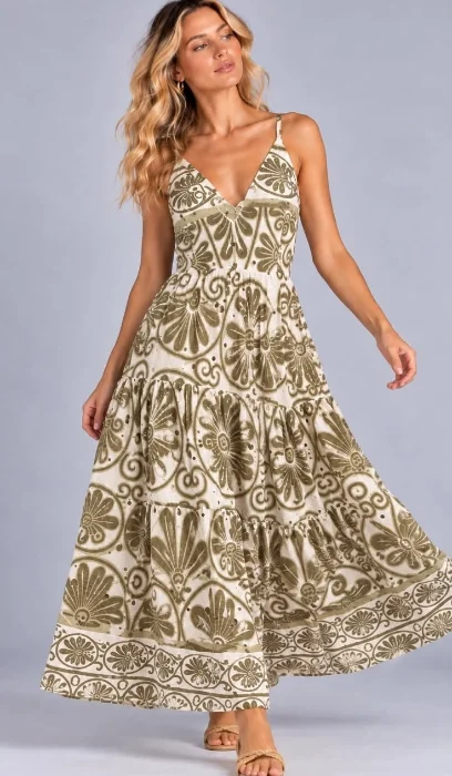 Vestido Broderie Estampado Importado