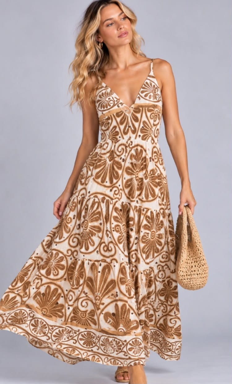 Vestido Broderie Estampado Importado - Imagen 2