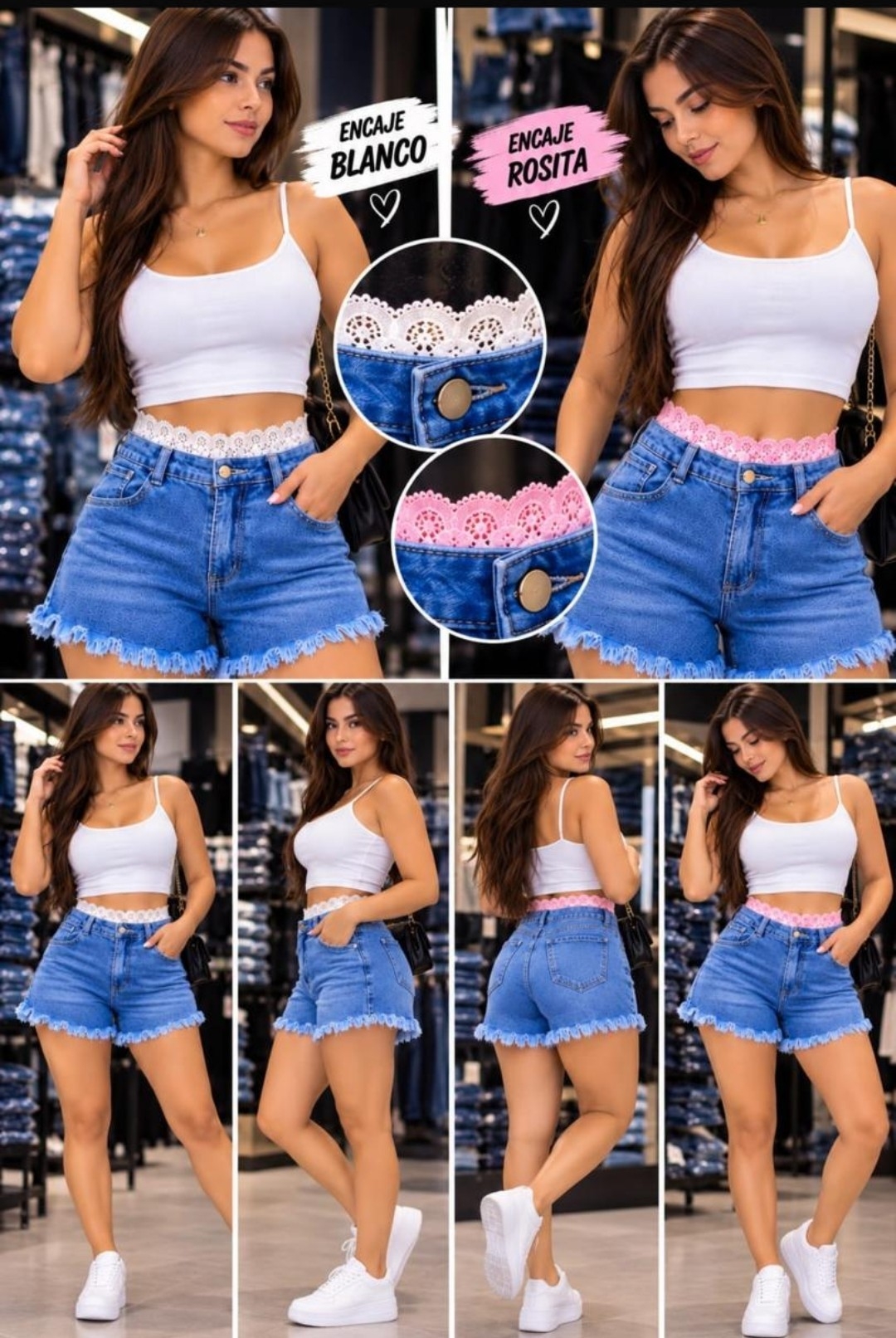 Short de Jeans con Puntilla - Imagen 6