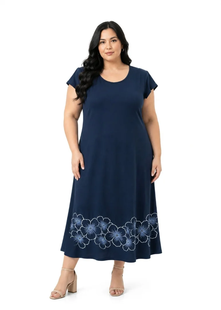 Vestido Largo de Modal Viscosa Flores Abajo - Imagen 1