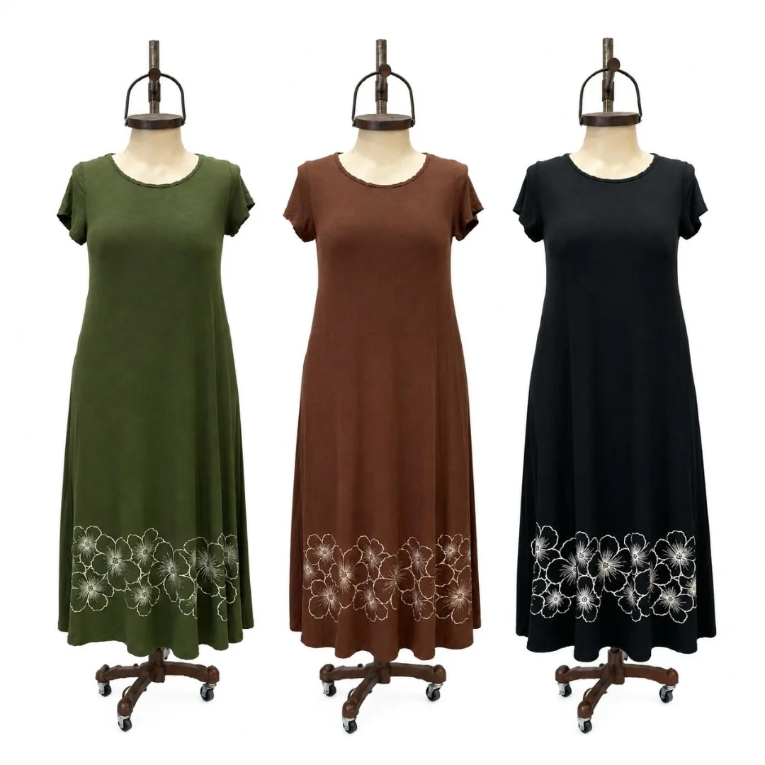 Vestido Largo de Modal Viscosa Flores Abajo - Imagen 2