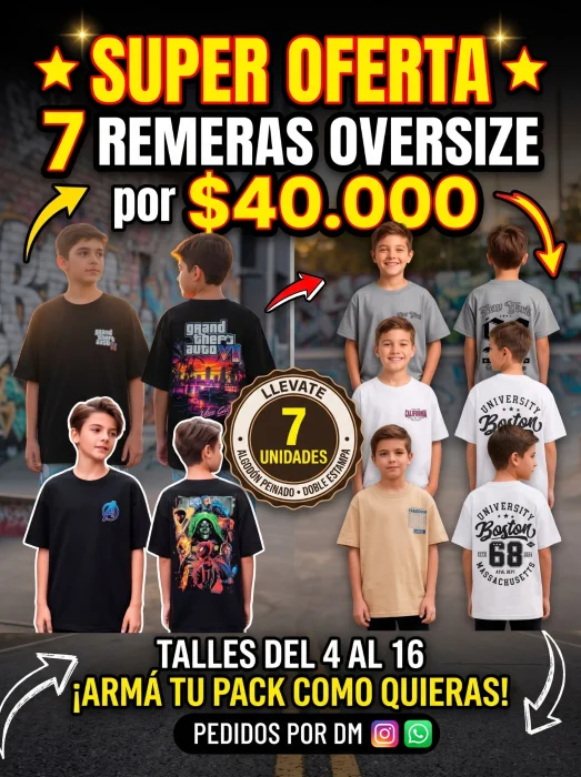Pack Remeras Oversize Algodón Peinado
