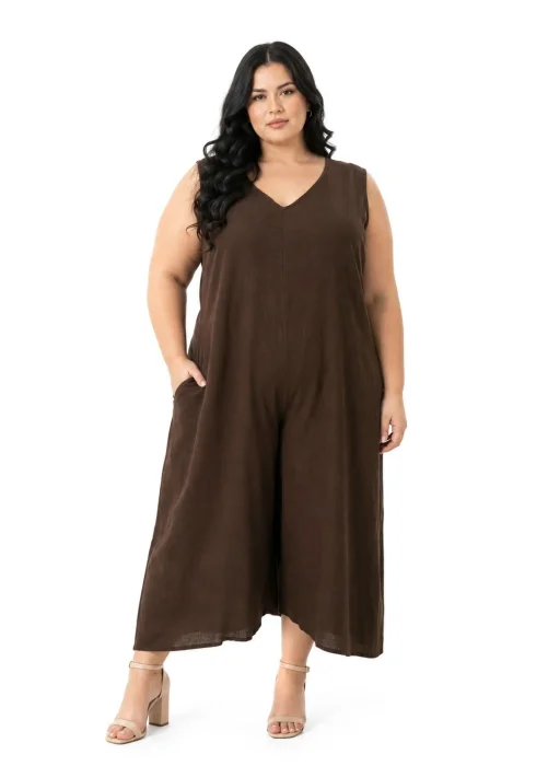 Mono de Lino Capri con Bolsillos y Botón Atrás