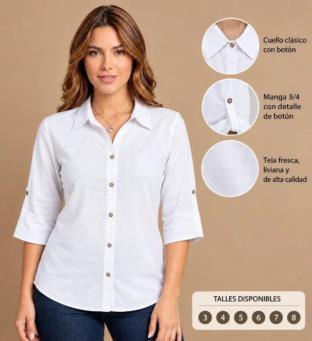 Camisola de Lino Manga 3/4
