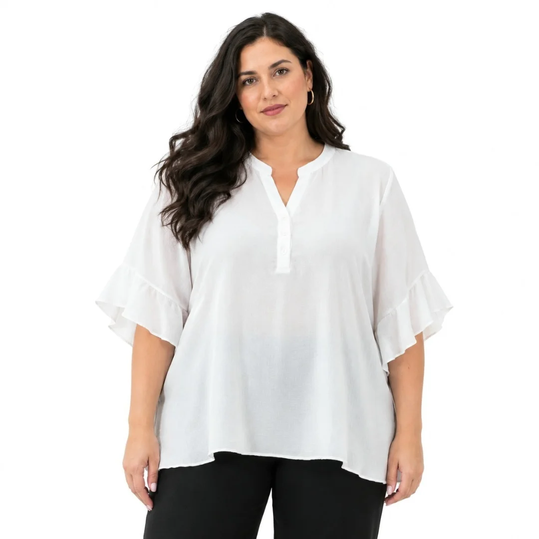 Blusa de Cey Cuello Mao con Manga Volado - Imagen 1