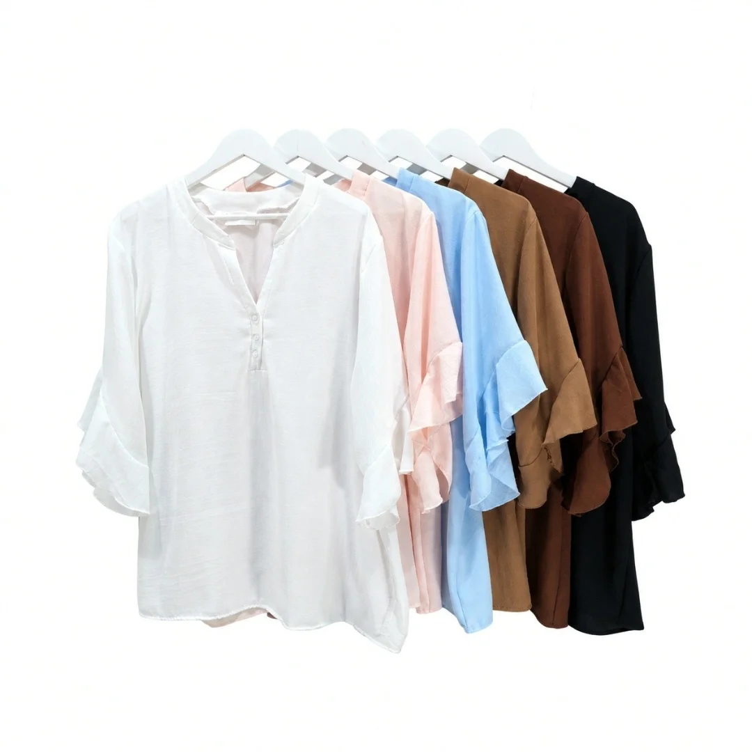Blusa de Cey Cuello Mao con Manga Volado - Imagen 2
