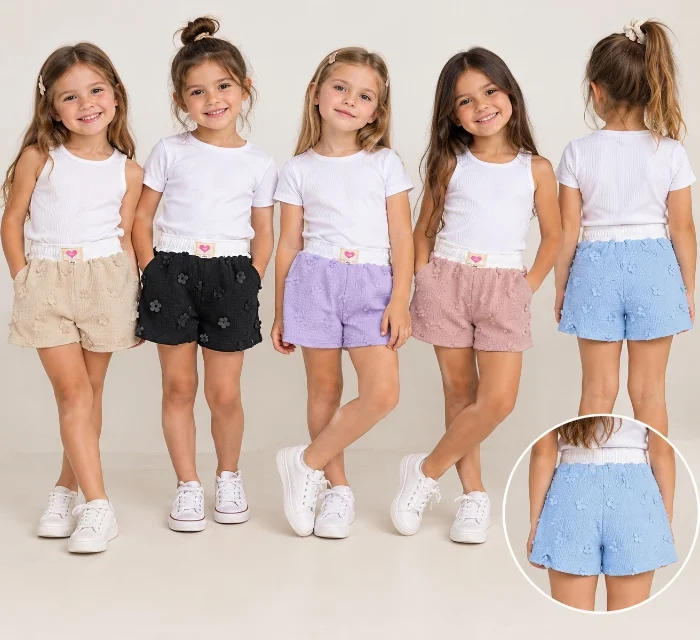 Short Hawai con Aplique de Flores Nena