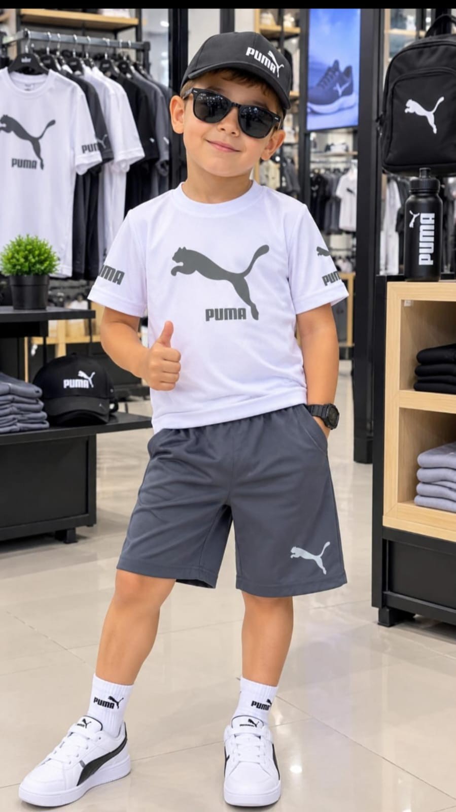 Conjunto Pu Remera de W15 Shorts de Tela Sof Deportivo - Imagen 3
