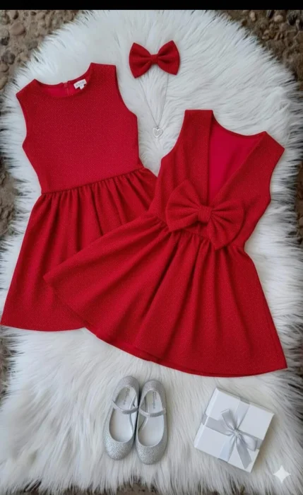 Vestidos con Moño Tela Escuba con Cliter