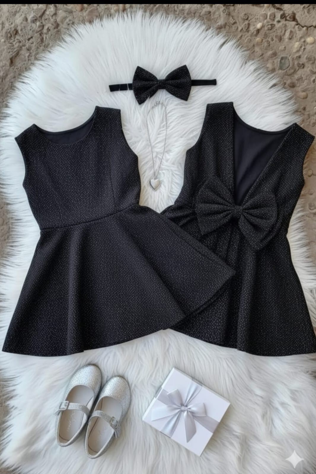Vestidos con Moño Tela Escuba con Cliter - Imagen 2