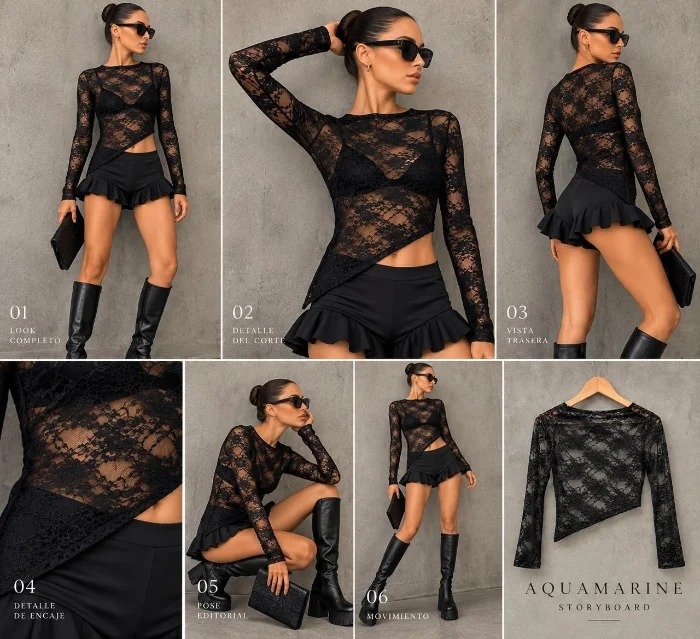 Camiseta Encaje Irregular