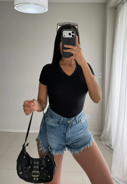 Body Cuello V Puntilla Modal Viscosa Mujer Verano Dama Camisa Camiseta Remera