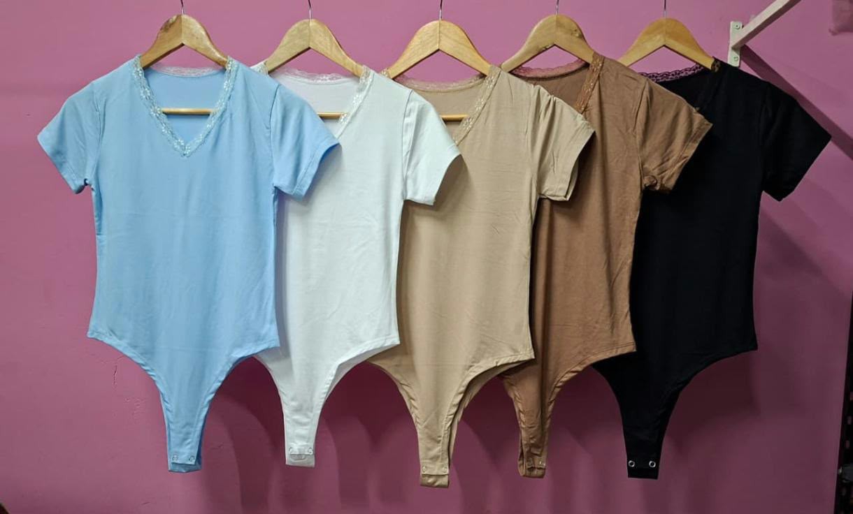 Body Cuello V Puntilla Modal Viscosa Mujer Verano Dama Camisa Camiseta Remera - Imagen 3