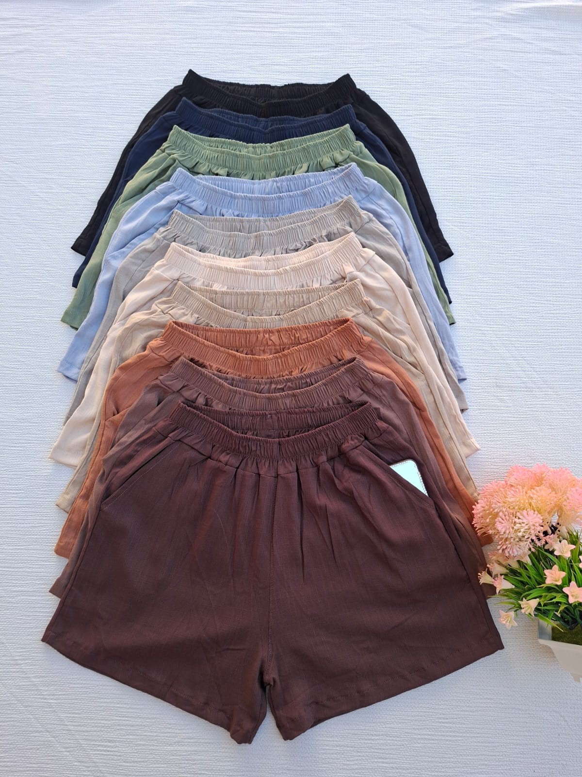 Short Lino Spandex Talle Especial Mujer Verano Dama Pantalón Jogging Calza Palazzo - Imagen 3