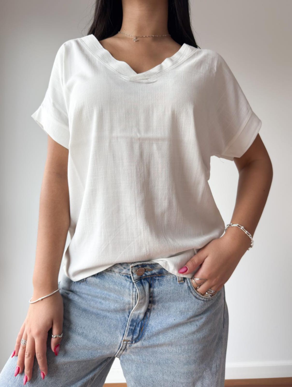 Blusa Lino Spandex Talle Especial Mujer Verano Dama Camisa Camiseta Remera Remeron - Imagen 2