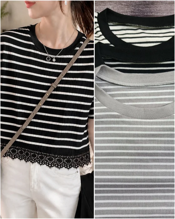Remeras Rayadas con y sin Encaje