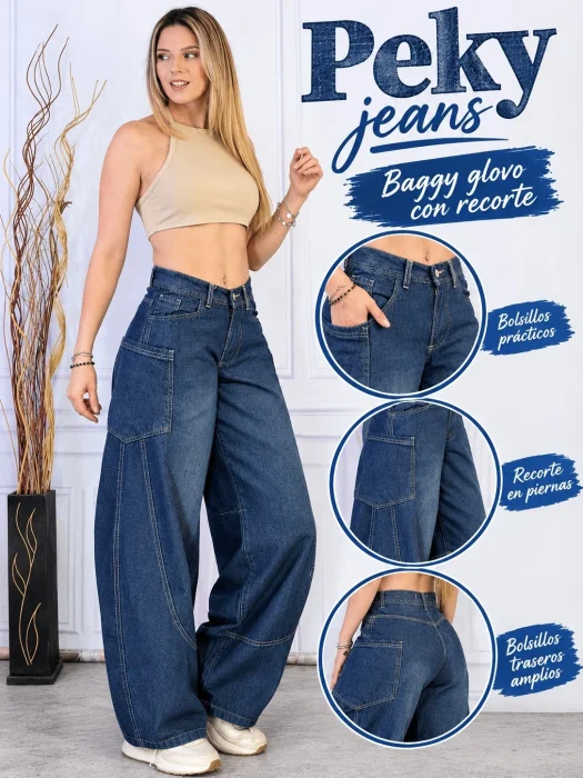 Jeans Baggy Glovo con Recorte