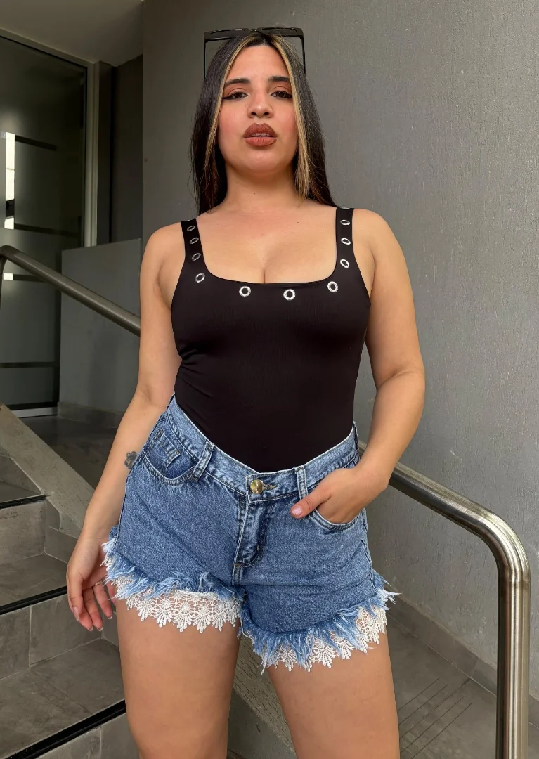 Short Jean con Encaje - Imagen 1