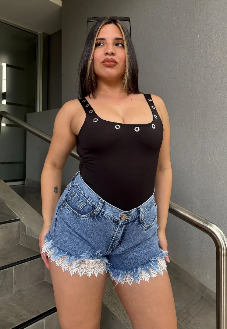 Short Jean con Encaje - Imagen 4